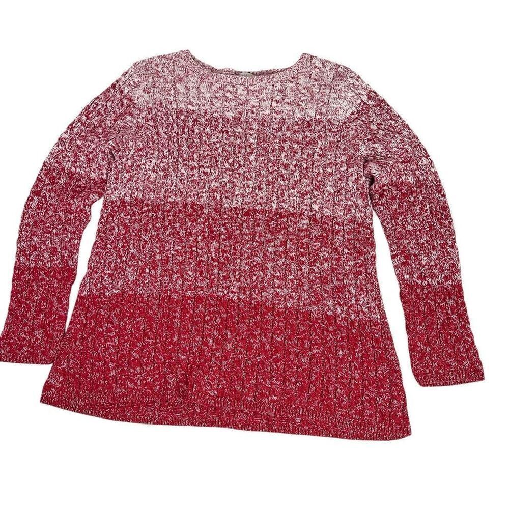Talbots XL Red Ombre Colorblock Sweater Cotton Pullover - Picture 1 of 5